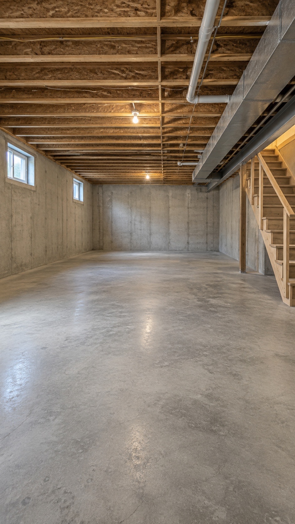 Unfinished basement before renovation